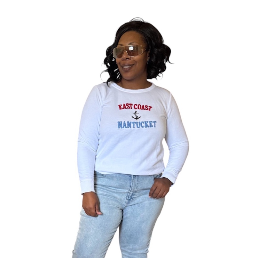 Talbots Sweatshirt Nautical East Coast Nantucket Embroidered Graphic
